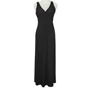 Lauren Ralph Lauren Maxi Dress Black Empire Waist Wrap Front Stretch Women's 2
